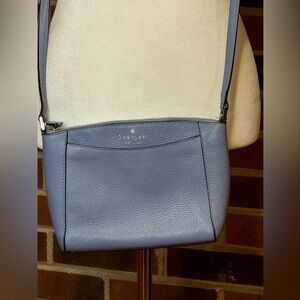 Kate Spade New York Monica Pebbled leather Crossbody. Dusky Blue